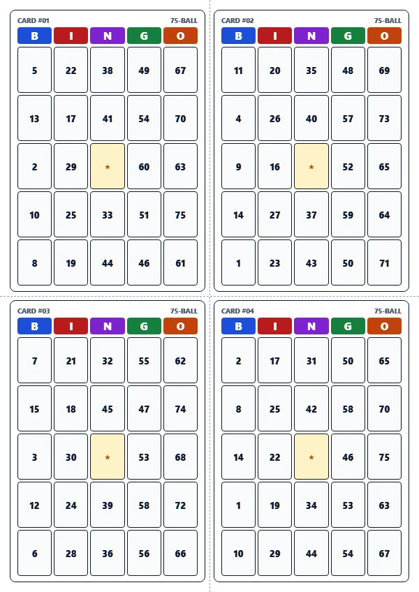 Sayfa Başına 4 Kart (Kesim Çizgili)
