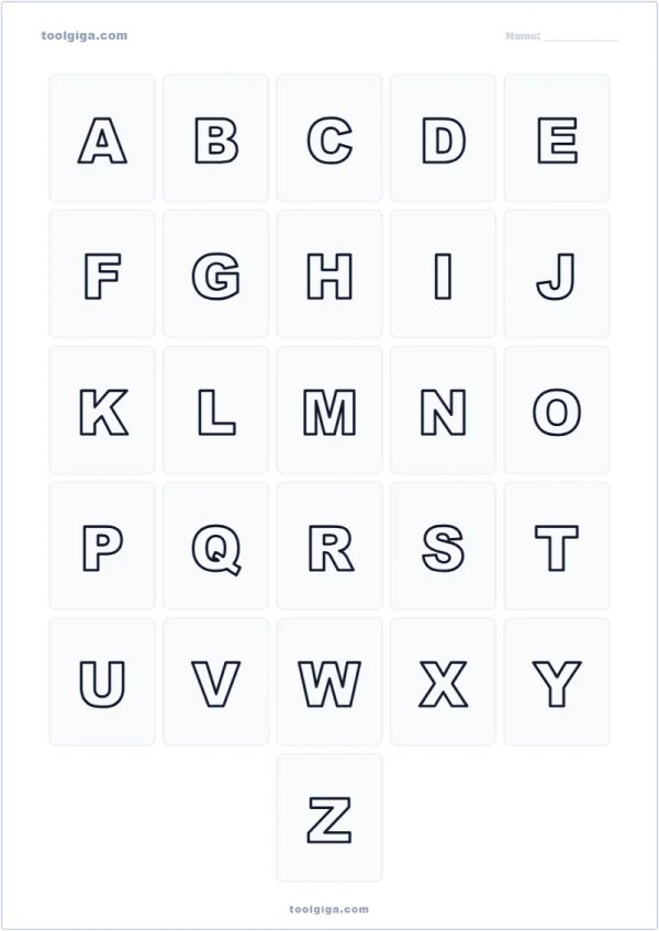A-Z arası alfabe öğrenme kartları A4