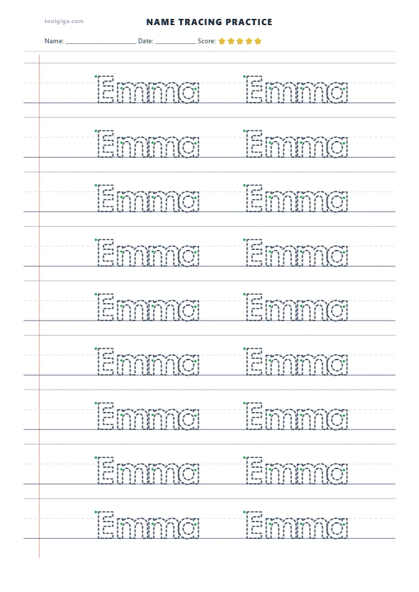 Custom Name Tracing Worksheet A4