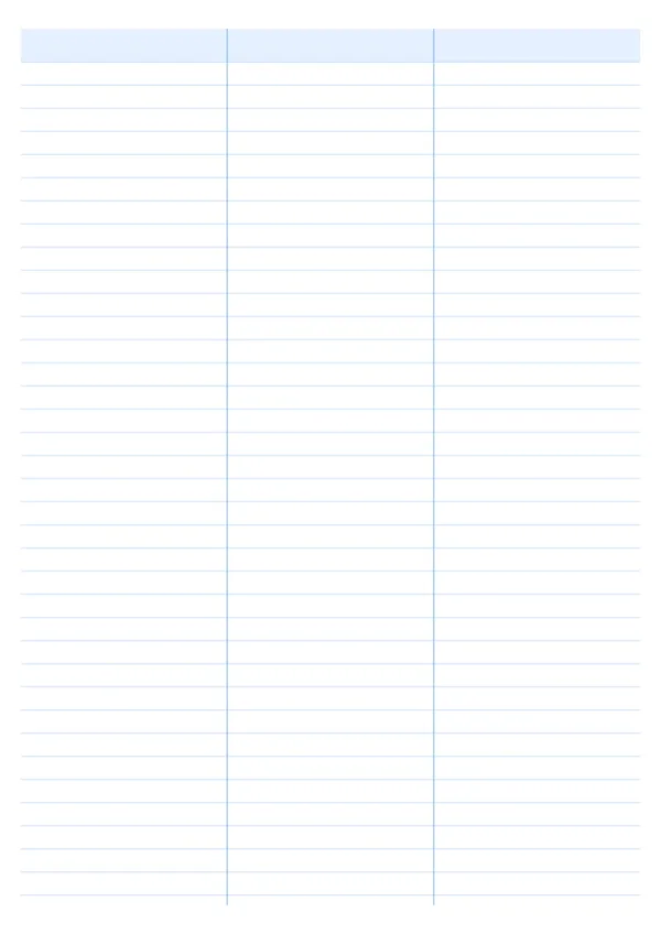 Vocabulary notebook paper 3 columns printable