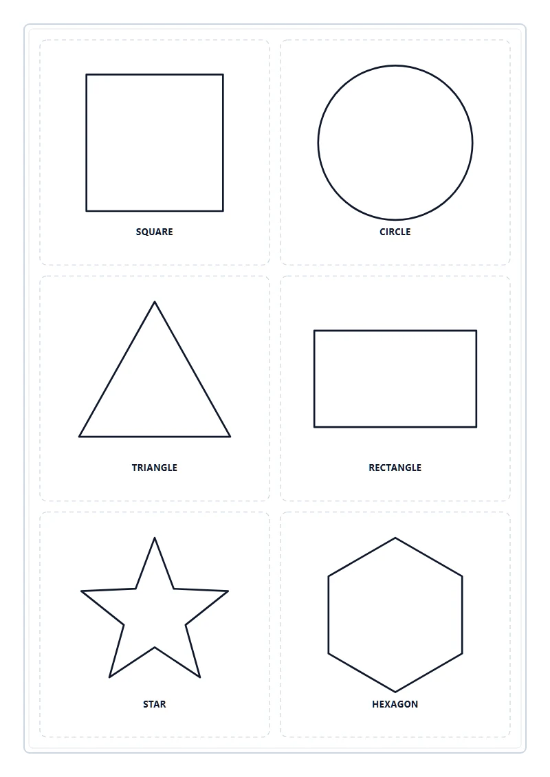 Printable 2D geometric shapes templates A4